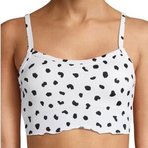 Dalmation Print Swimsuit Top NEW Medium Full Coverage Bikini no boundaries White